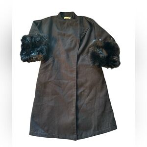 Feibisi 3/4 faux fur sleeve coat